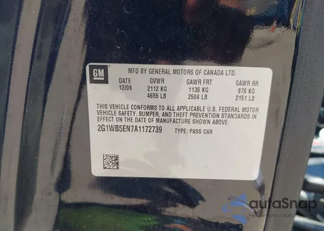 2010 Chevrolet Impala Lt z USA, uszkodzony, nr VIN 2G1WB5EN7A1172739